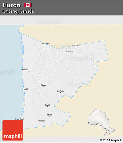 Classic Style 3D Map of Huron, single color outside