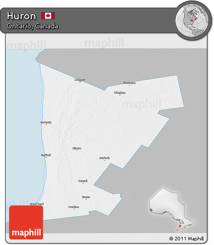 Gray 3D Map of Huron, single color outside