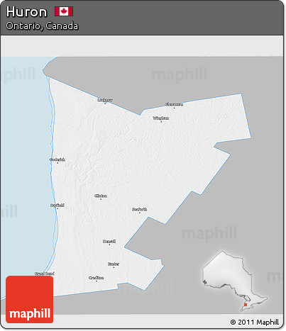 Gray 3D Map of Huron, single color outside