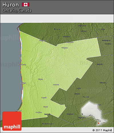 Physical 3D Map of Huron, darken