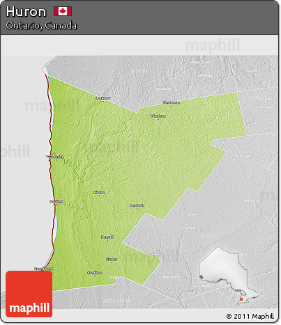 Physical 3D Map of Huron, lighten, desaturated