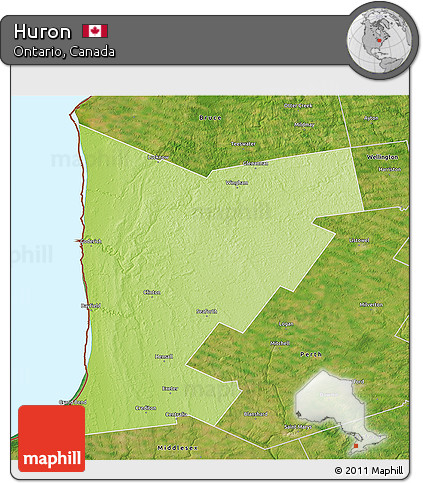 Physical 3D Map of Huron, satellite outside