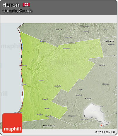 Physical 3D Map of Huron, semi-desaturated