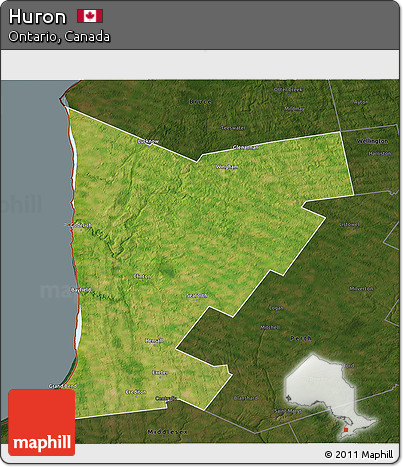 Satellite 3D Map of Huron, darken