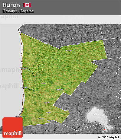Satellite 3D Map of Huron, desaturated