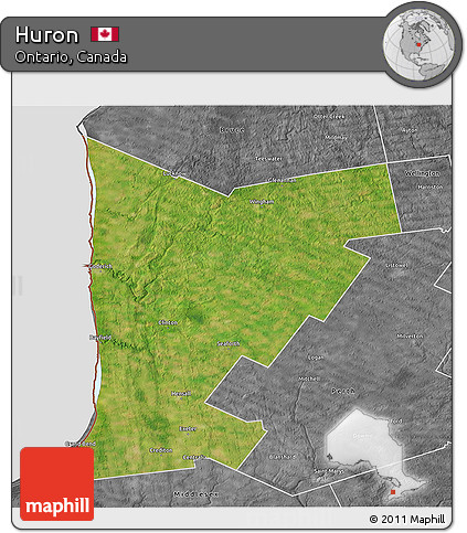 Satellite 3D Map of Huron, desaturated