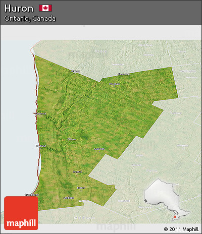 Satellite 3D Map of Huron, lighten