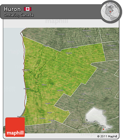Satellite 3D Map of Huron, semi-desaturated