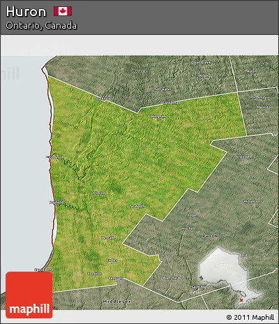 Satellite 3D Map of Huron, semi-desaturated