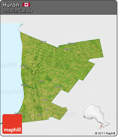 Satellite 3D Map of Huron, single color outside