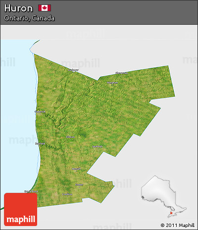 Satellite 3D Map of Huron, single color outside