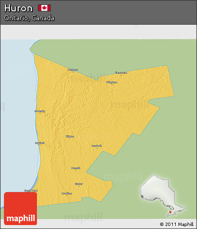 Savanna Style 3D Map of Huron, single color outside