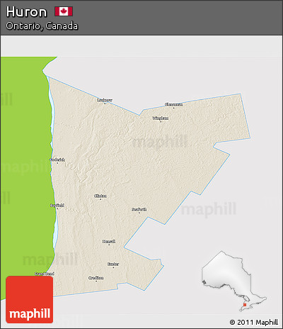 Shaded Relief 3D Map of Huron, single color outside