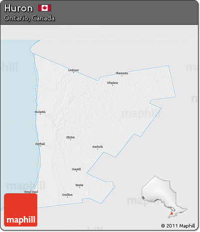 Silver Style 3D Map of Huron, single color outside
