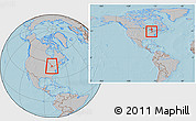 Gray Location Map of Huron, within the entire country, hill shading