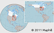 Gray Location Map of Huron, highlighted country, highlighted parent region, within the entire country, hill shading