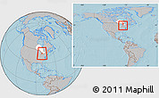 Gray Location Map of Huron, highlighted parent region, within the entire country, hill shading