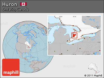 Gray Location Map of Huron, highlighted parent region, hill shading