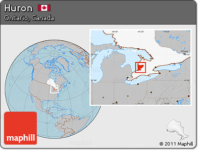 Gray Location Map of Huron, highlighted parent region, hill shading