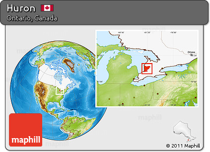 Physical Location Map of Huron, highlighted country