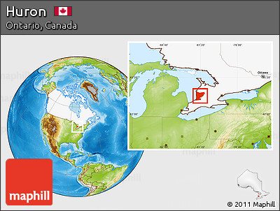 Physical Location Map of Huron, highlighted country