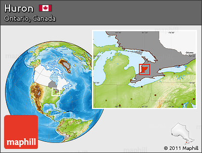 Physical Location Map of Huron, highlighted country, highlighted parent region