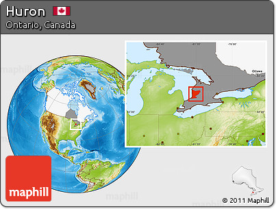 Physical Location Map of Huron, highlighted country, highlighted parent region
