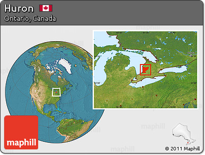 Satellite Location Map of Huron