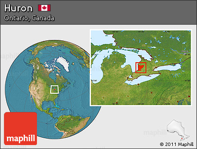 Satellite Location Map of Huron