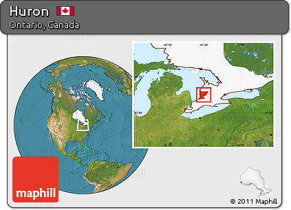 Satellite Location Map of Huron, highlighted parent region