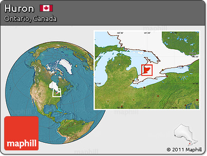 Satellite Location Map of Huron, highlighted parent region