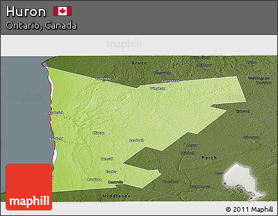 Physical Panoramic Map of Huron, darken