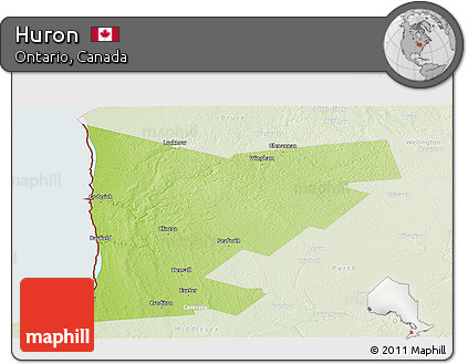 Physical Panoramic Map of Huron, lighten