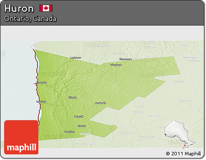 Physical Panoramic Map of Huron, lighten