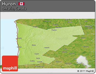 Physical Panoramic Map of Huron, satellite outside