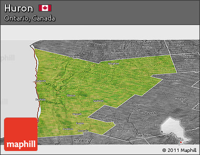 Satellite Panoramic Map of Huron, desaturated
