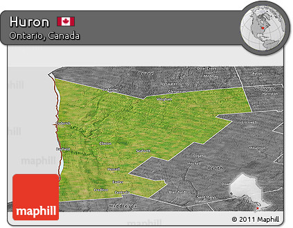Satellite Panoramic Map of Huron, desaturated