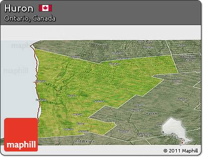 Satellite Panoramic Map of Huron, semi-desaturated