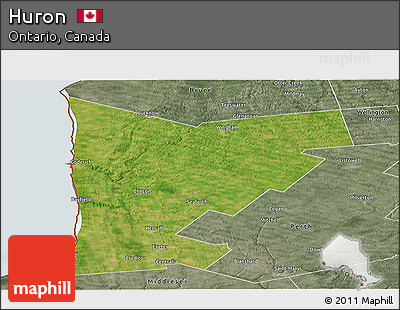 Satellite Panoramic Map of Huron, semi-desaturated