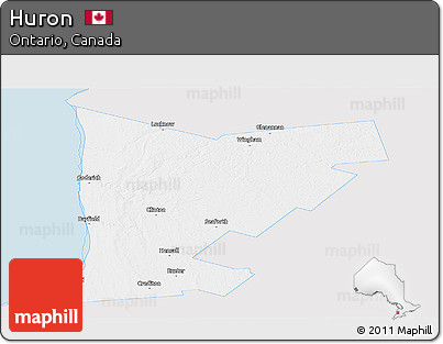 Silver Style Panoramic Map of Huron, single color outside