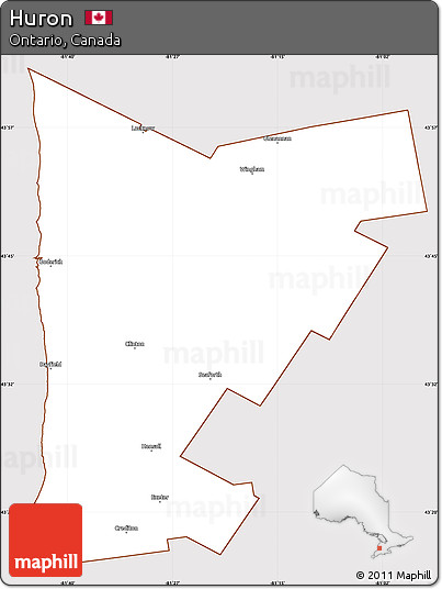 Classic Style Simple Map of Huron, cropped outside