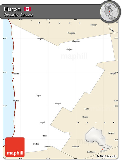 Classic Style Simple Map of Huron