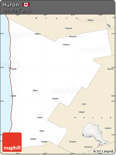 Classic Style Simple Map of Huron