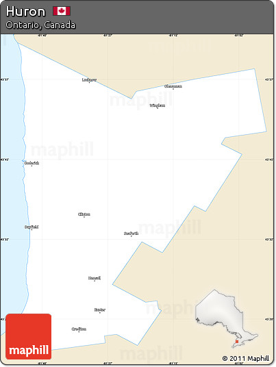 Classic Style Simple Map of Huron, single color outside