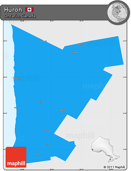 Political Simple Map of Huron, single color outside