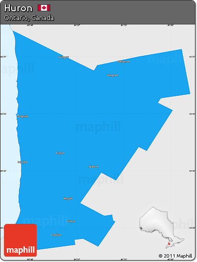 Political Simple Map of Huron, single color outside