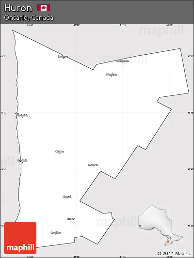 Silver Style Simple Map of Huron, cropped outside