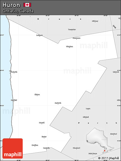 Silver Style Simple Map of Huron