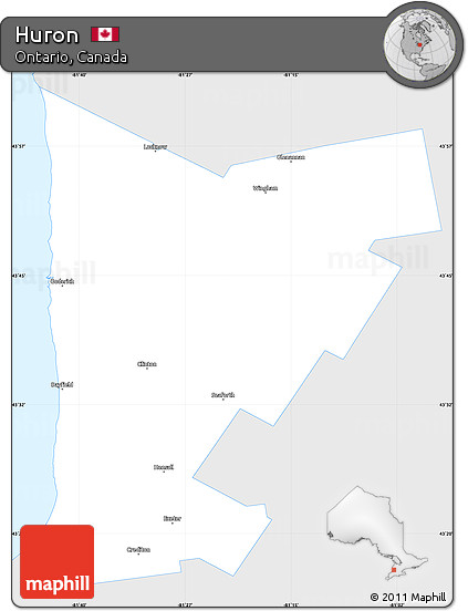 Silver Style Simple Map of Huron, single color outside