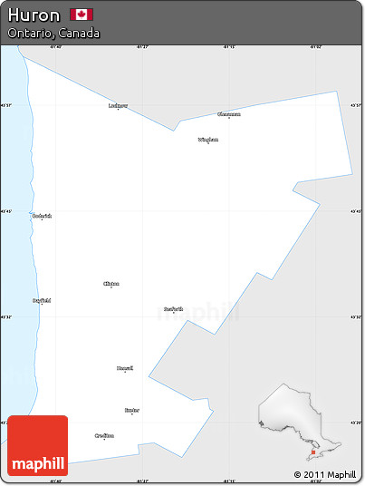 Silver Style Simple Map of Huron, single color outside